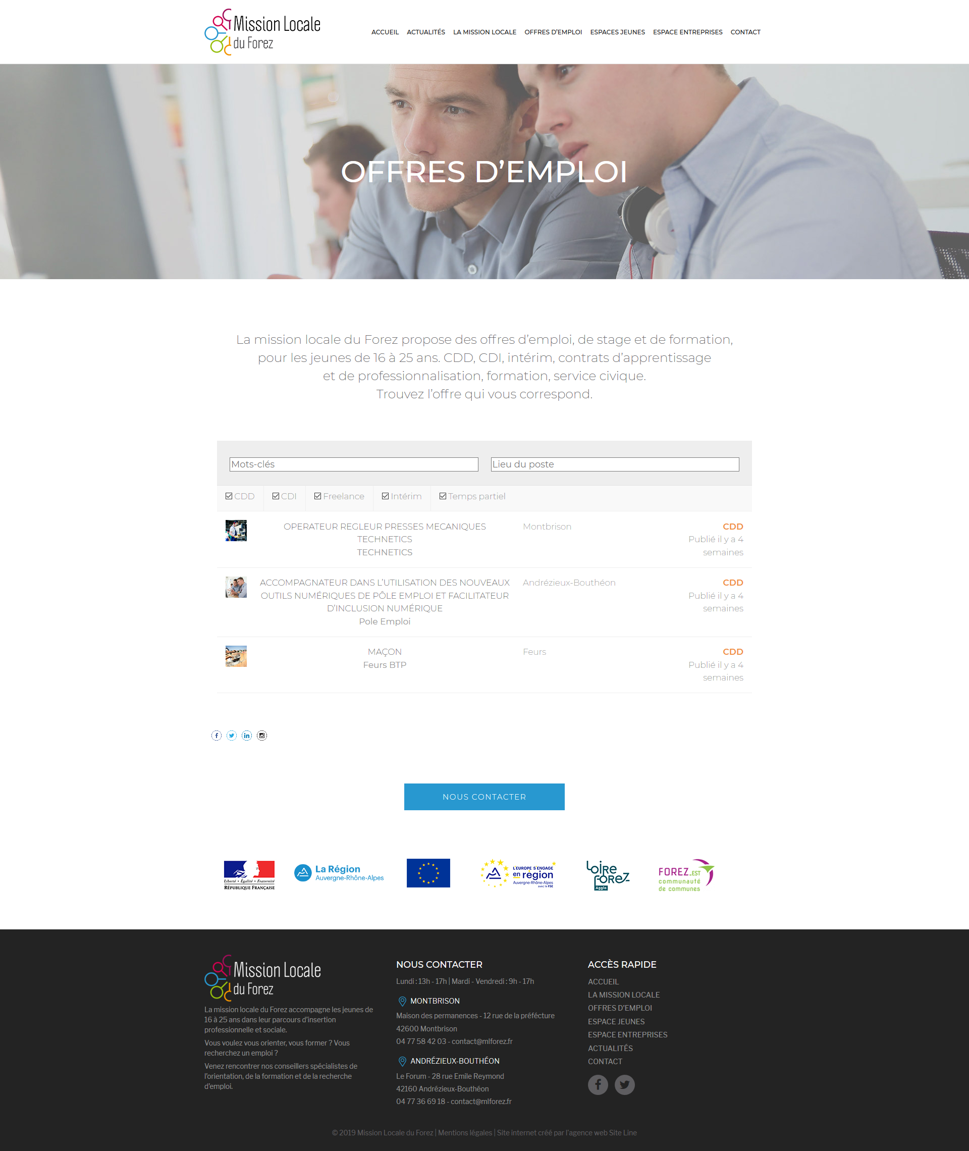 création site web offres d'emploi dans la Loire