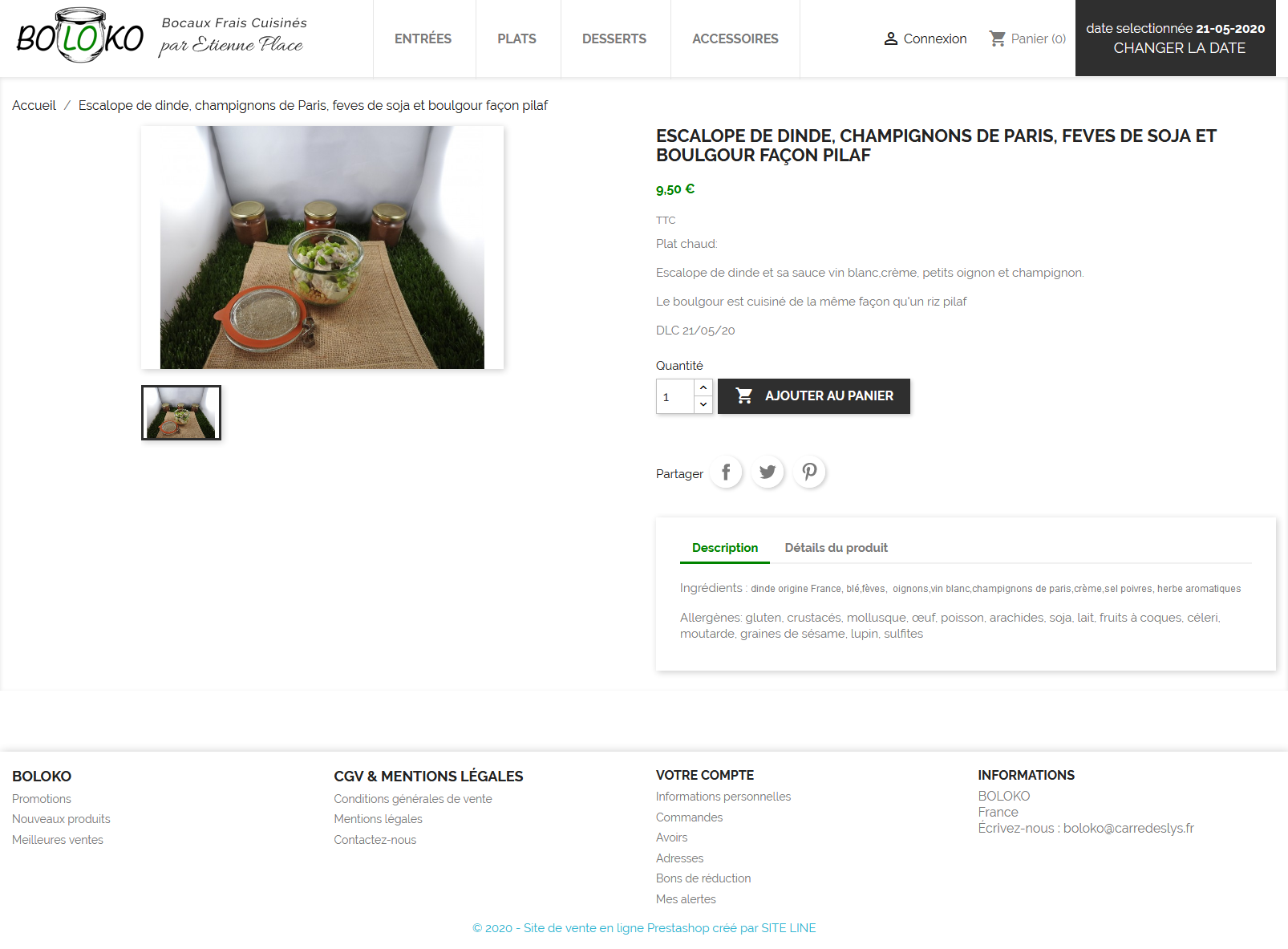 création d'une boutique de vente en ligne de traiteur