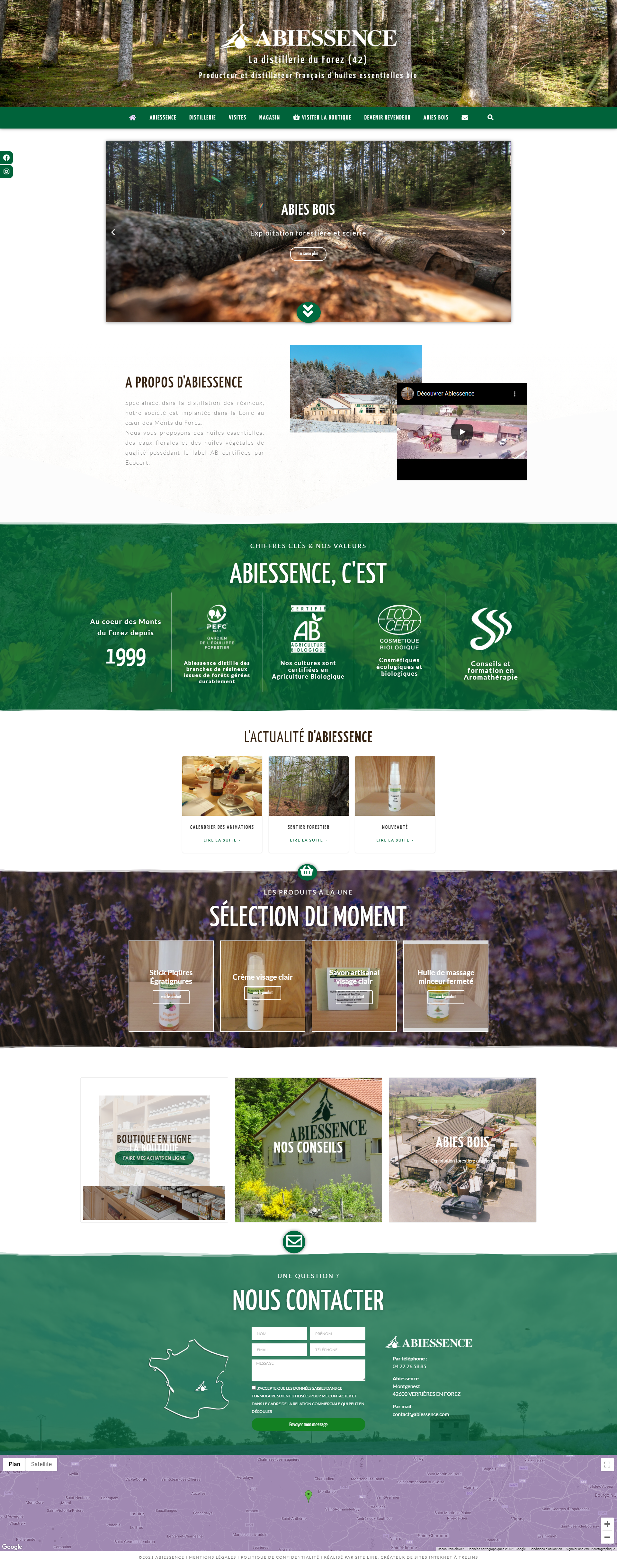 creation du site web vitrine d'Abiessence, distillerie d'huiles essentielles bio