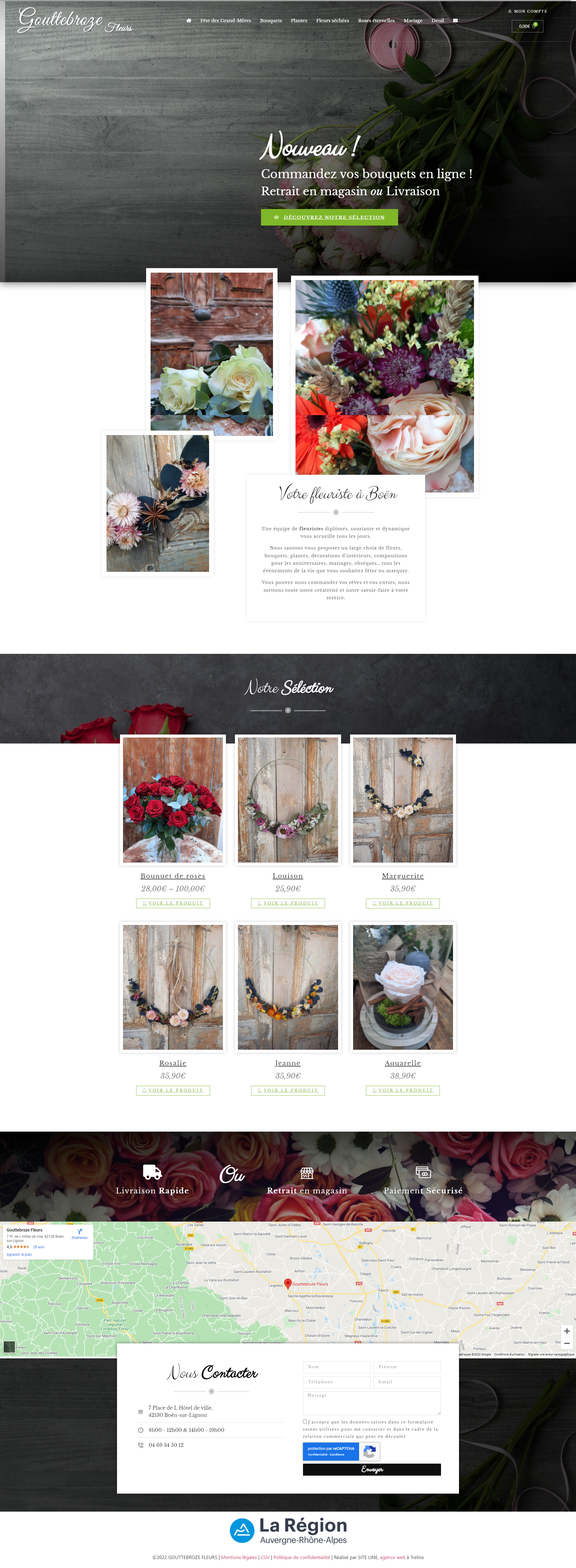 Création site de vente en ligne de fleurs, bouquets, plantes, click & collect