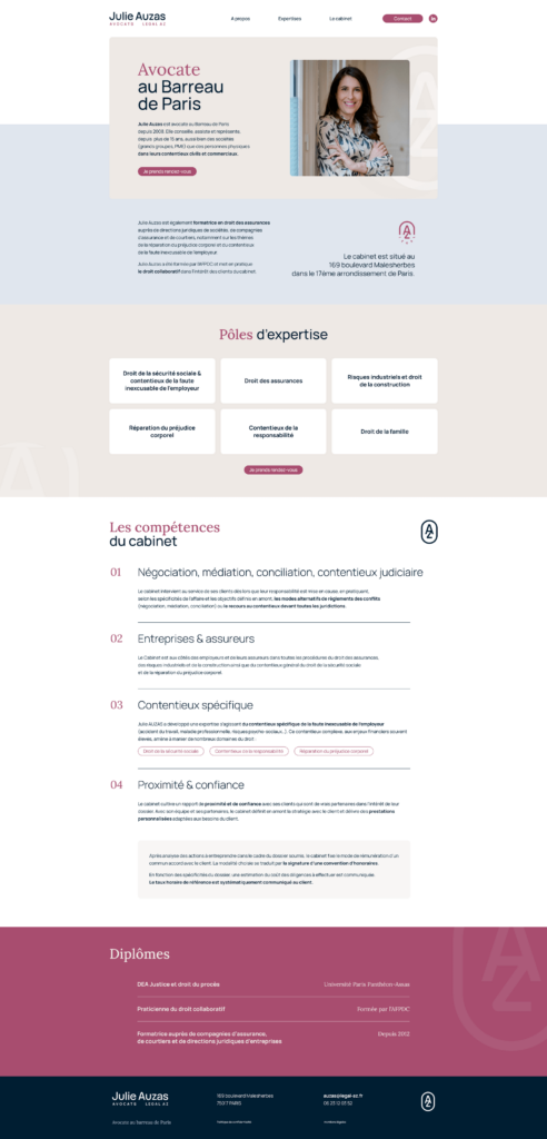 creation du site internet d'une avocate à Paris